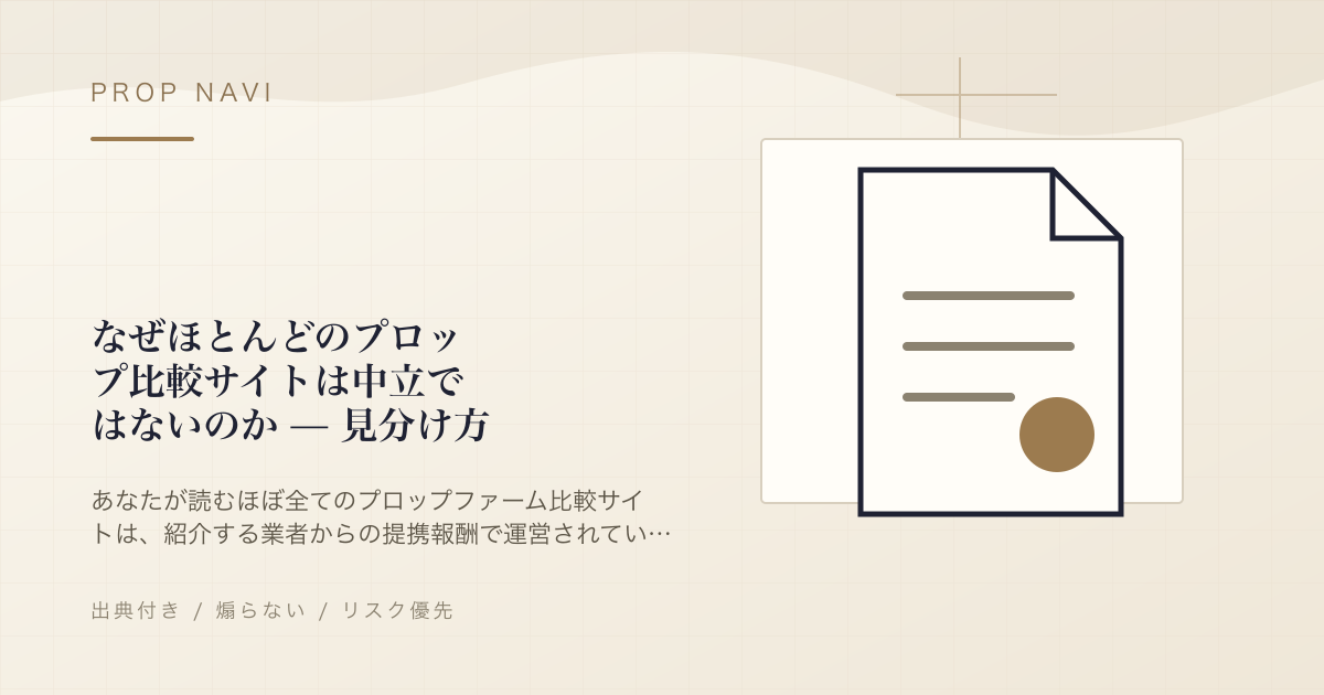 なぜほとんどのプロップ比較サイトは中立ではないのか — 見分け方