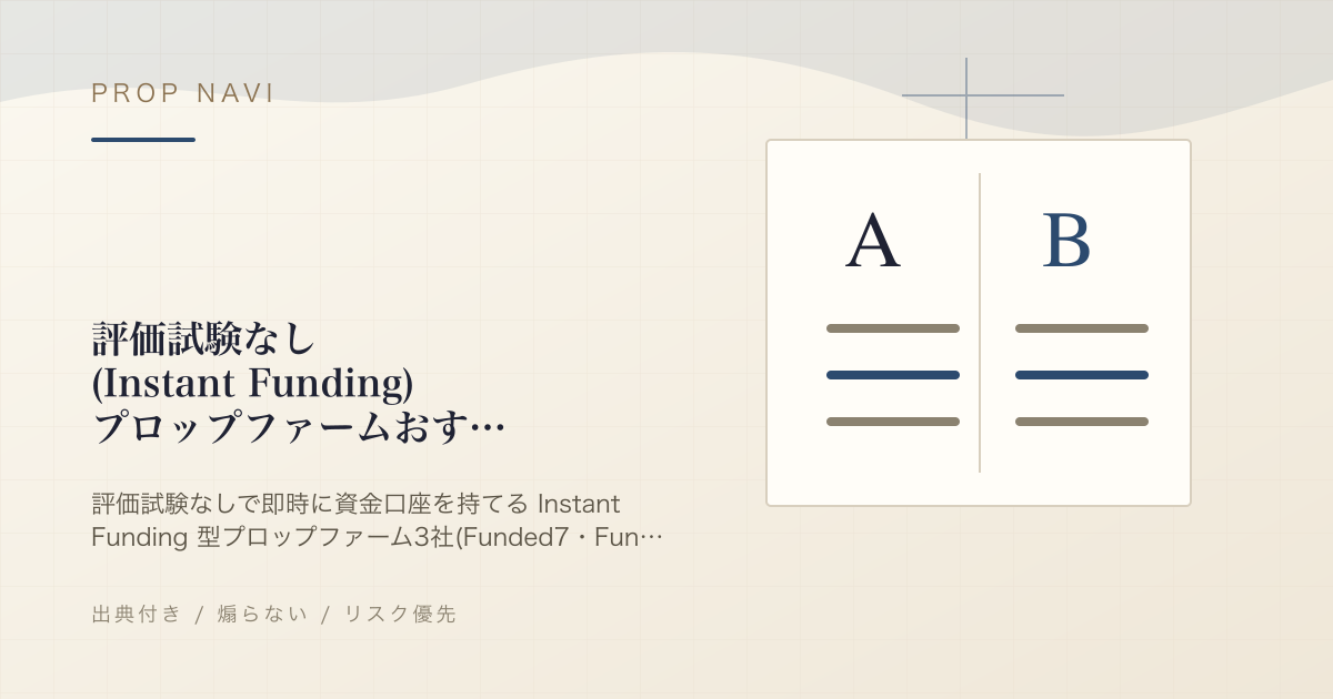 評価試験なし(Instant Funding)プロップファームおすすめ【2026年】