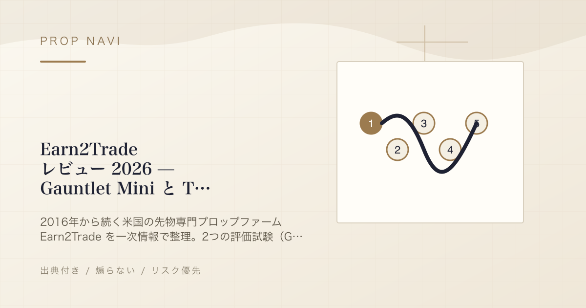 Earn2Trade レビュー 2026 — Gauntlet Mini と Trader Career Path、本当の費用