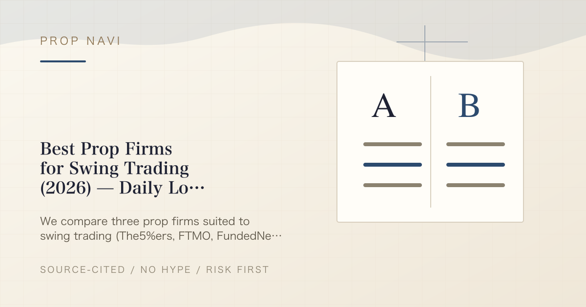 Best Prop Firms for Swing Trading (2026) — Daily Loss Rules and Weekend Holds Compared