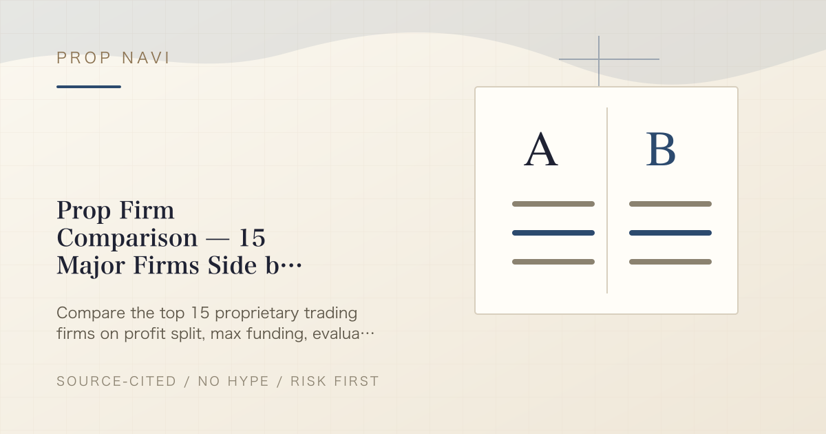 Prop Firm Comparison — 15 Major Firms Side by Side