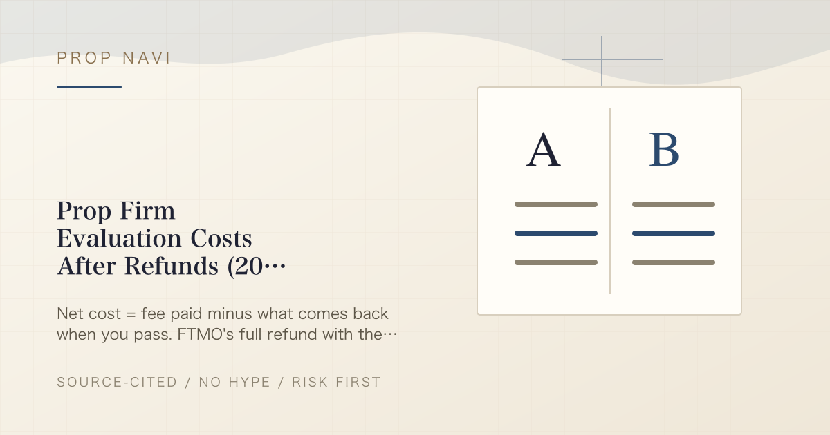 Prop Firm Evaluation Costs After Refunds (2026) — What You Actually End Up Paying