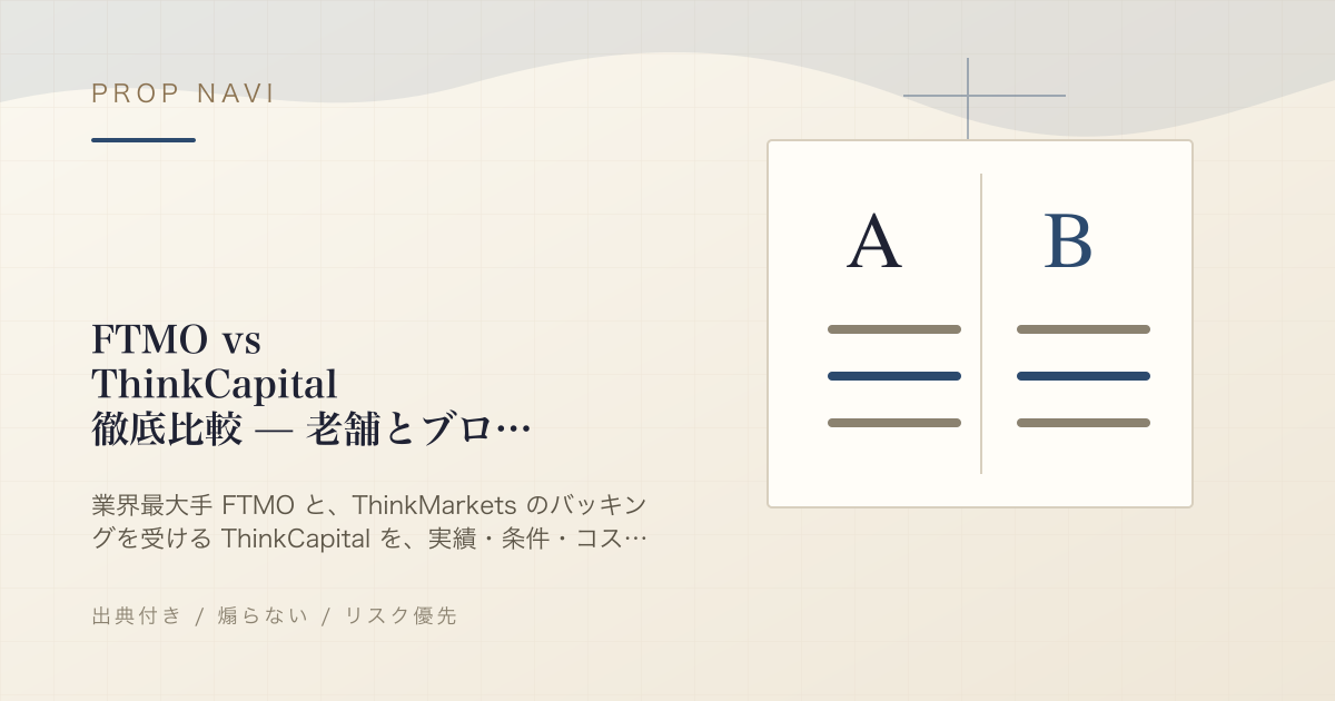 FTMO vs ThinkCapital 徹底比較 — 老舗とブローカーバッキング新興