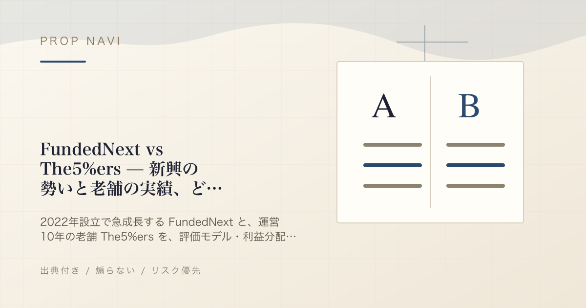 FundedNext vs The5%ers — 新興の勢いと老舗の実績、どちらを取るか