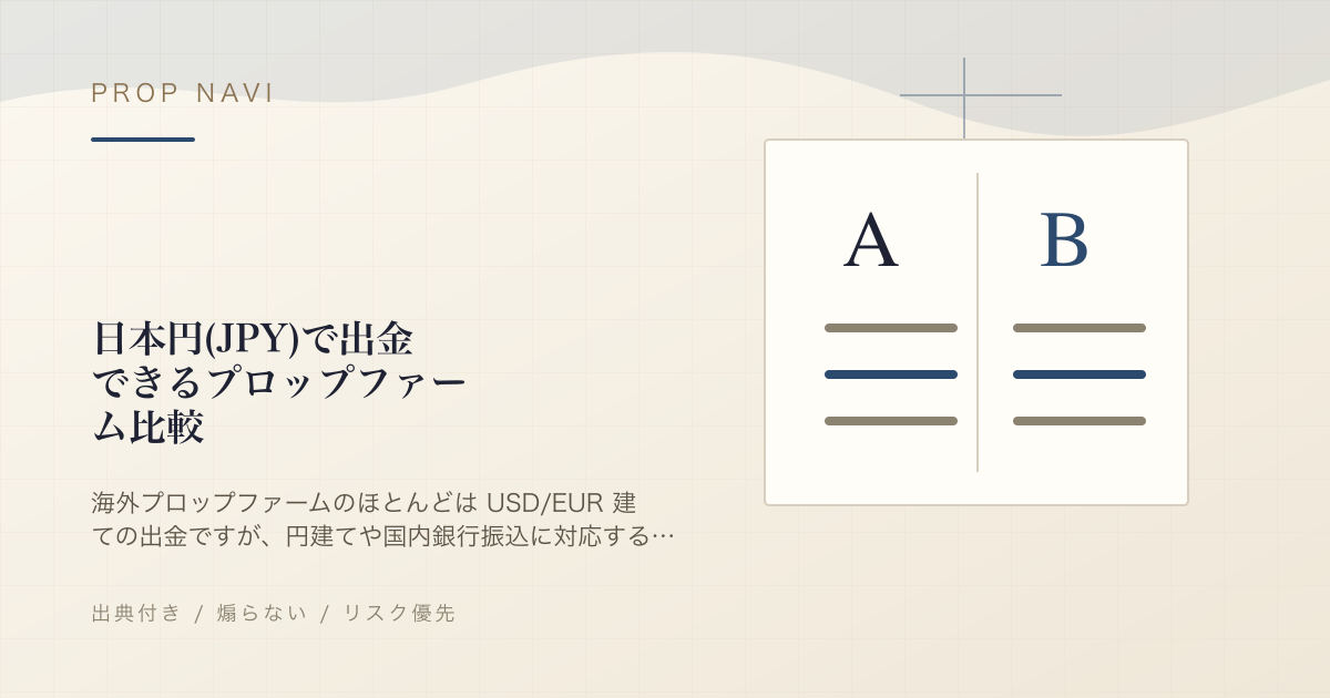 日本円(JPY)で出金できるプロップファーム比較