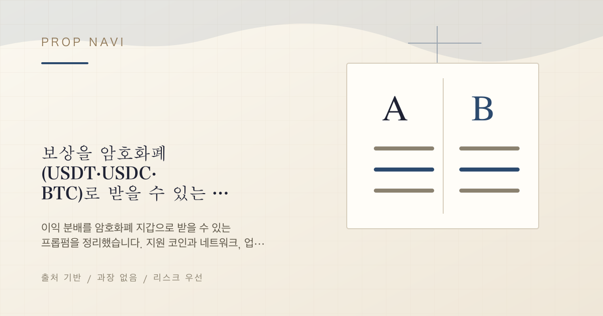 보상을 암호화폐(USDT·USDC·BTC)로 받을 수 있는 프롭펌 비교 [2026]