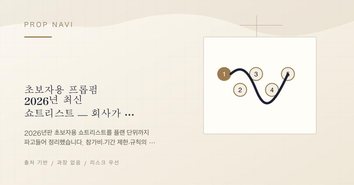 초보자용 프롭펌 2026년 최신 쇼트리스트 — 회사가 아니라 '플랜' 단위로 고르기