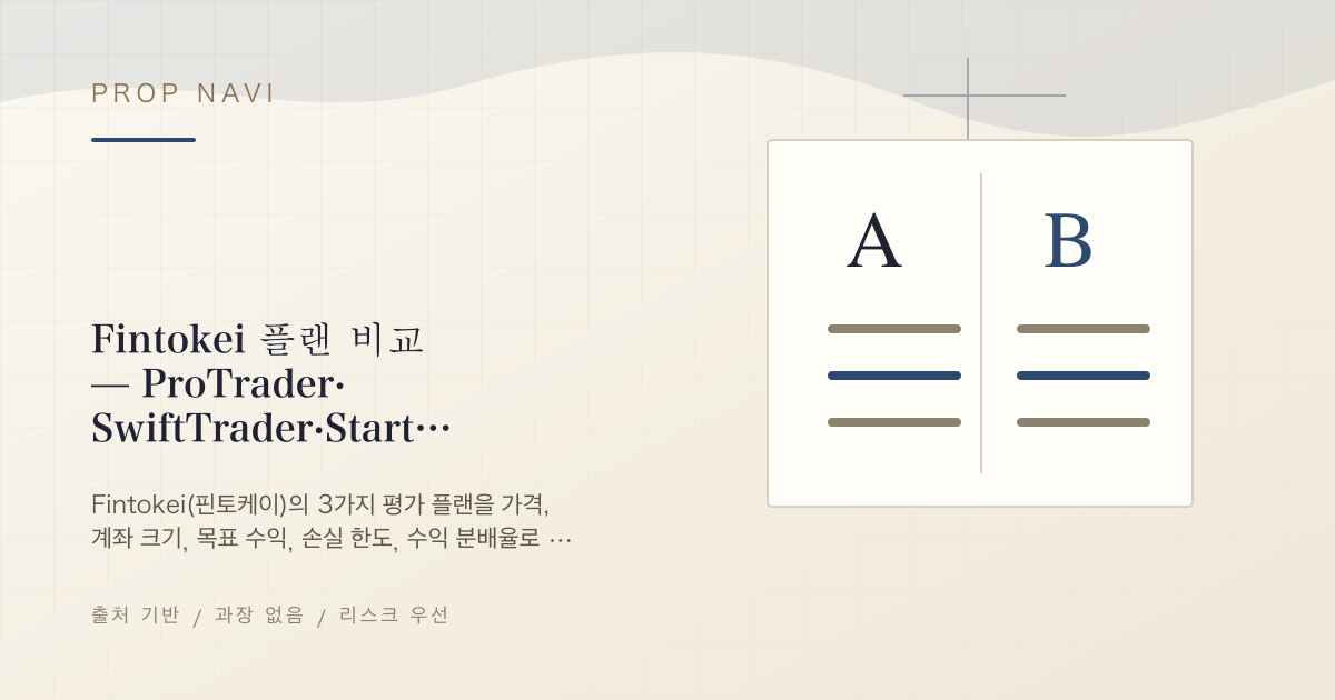 Fintokei 플랜 비교 — ProTrader·SwiftTrader·StartTrader 차이와 선택 기준