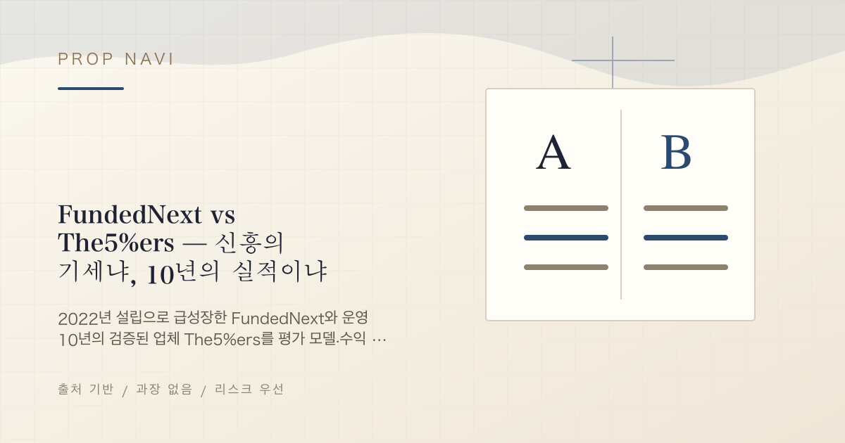 FundedNext vs The5%ers — 신흥의 기세냐, 10년의 실적이냐