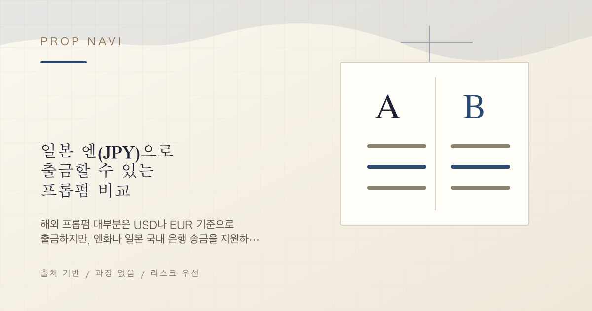 일본 엔(JPY)으로 출금할 수 있는 프롭펌 비교