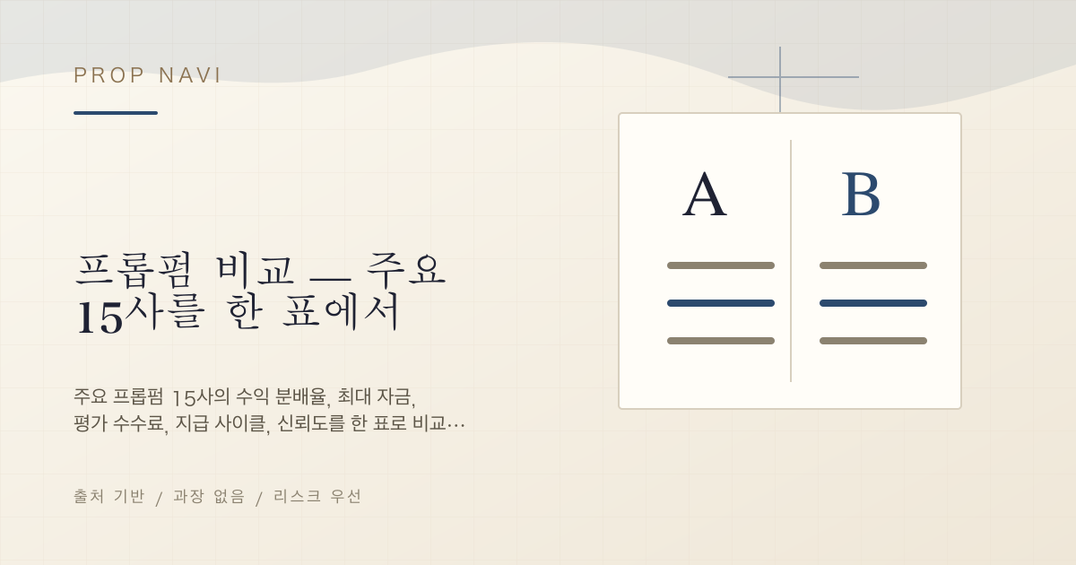 프롭펌 비교 — 주요 15사를 한 표에서
