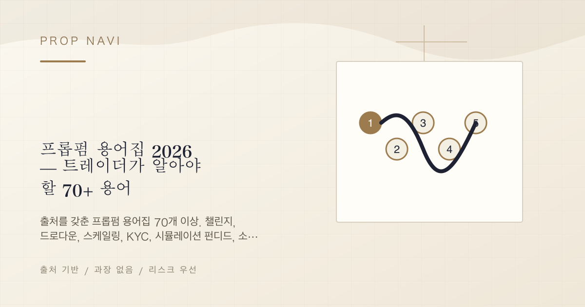 프롭펌 용어집 2026 — 트레이더가 알아야 할 70+ 용어