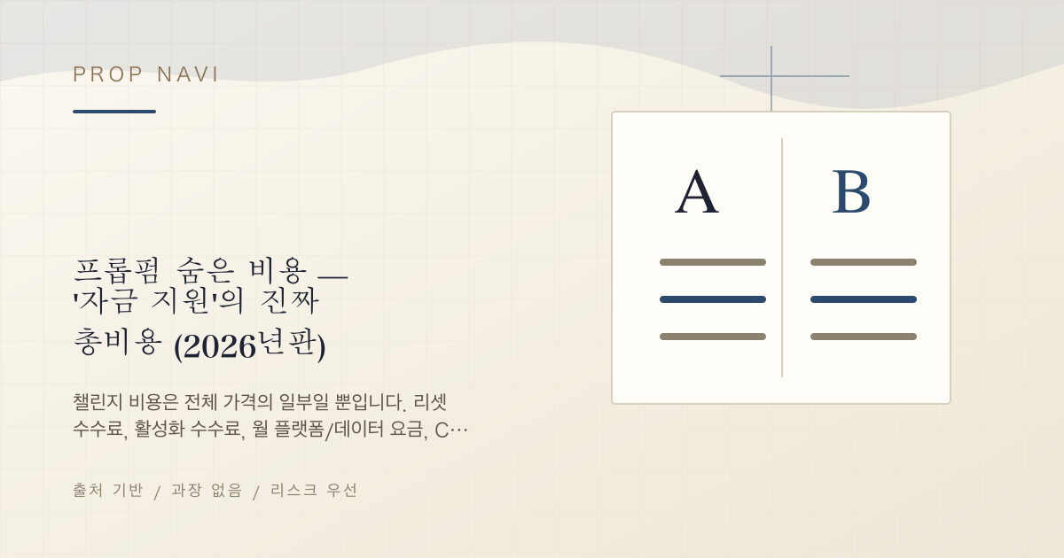 프롭펌 숨은 비용 — '자금 지원'의 진짜 총비용 (2026년판)