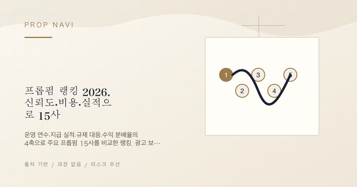 프롭펌 랭킹 2026. 신뢰도·비용·실적으로 15사