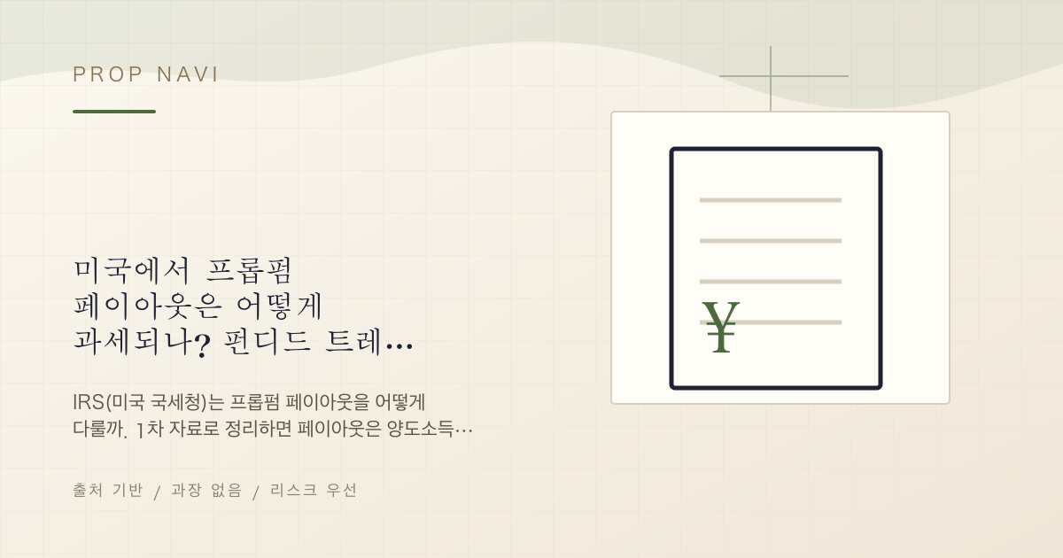 미국에서 프롭펌 페이아웃은 어떻게 과세되나? 펀디드 트레이더를 위한 2026 가이드