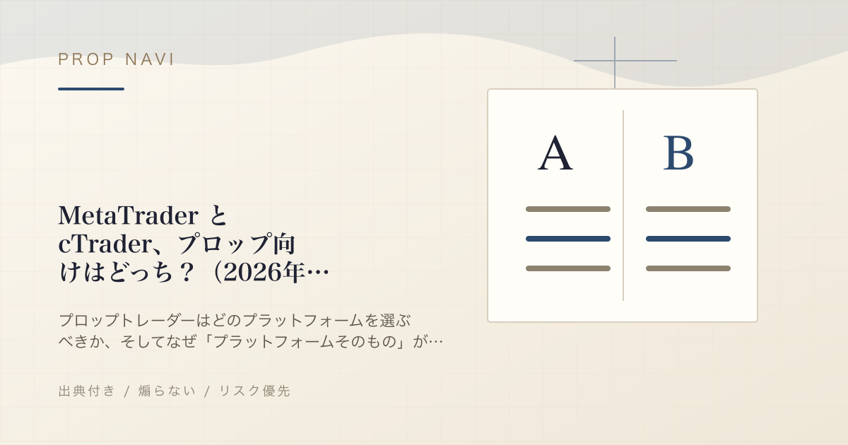MetaTrader と cTrader、プロップ向けはどっち？（2026年版プラットフォーム比較）