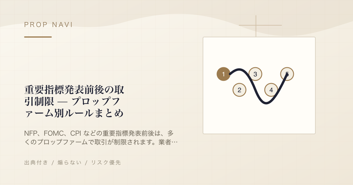 重要指標発表前後の取引制限 — プロップファーム別ルールまとめ