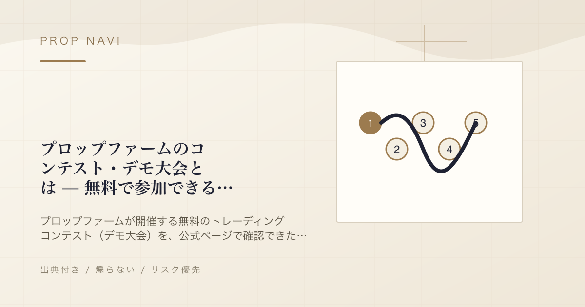 プロップファームのコンテスト・デモ大会とは — 無料で参加できる仕組みと、参加前に確認すべきこと【2026年7月時点】