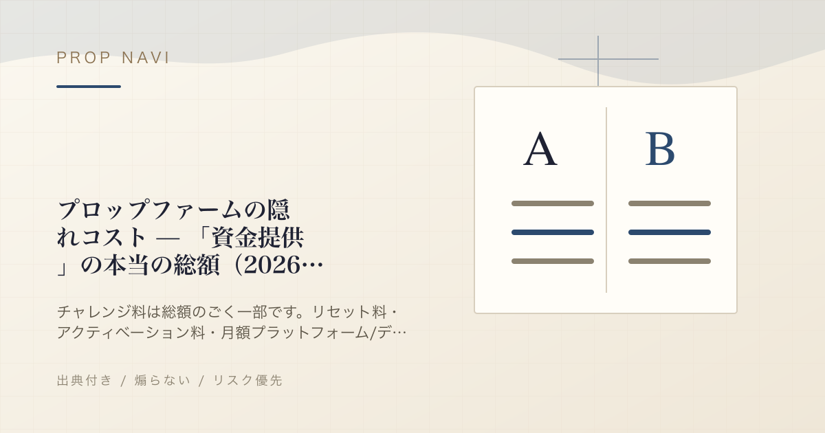 プロップファームの隠れコスト — 「資金提供」の本当の総額（2026年版）