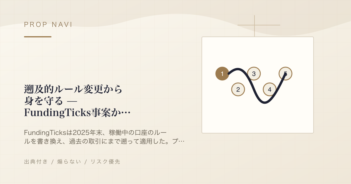 遡及的ルール変更から身を守る — FundingTicks事案から学ぶプロップ規約の読み方