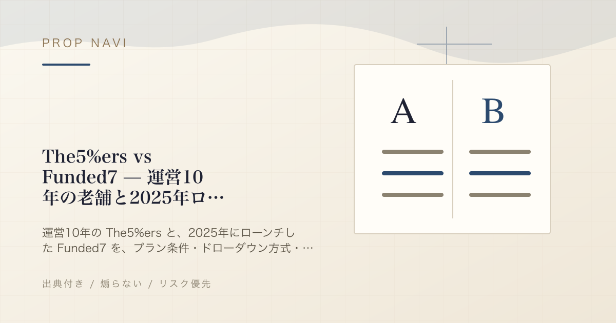 The5%ers vs Funded7 — 運営10年の老舗と2025年ローンチの新興を比較