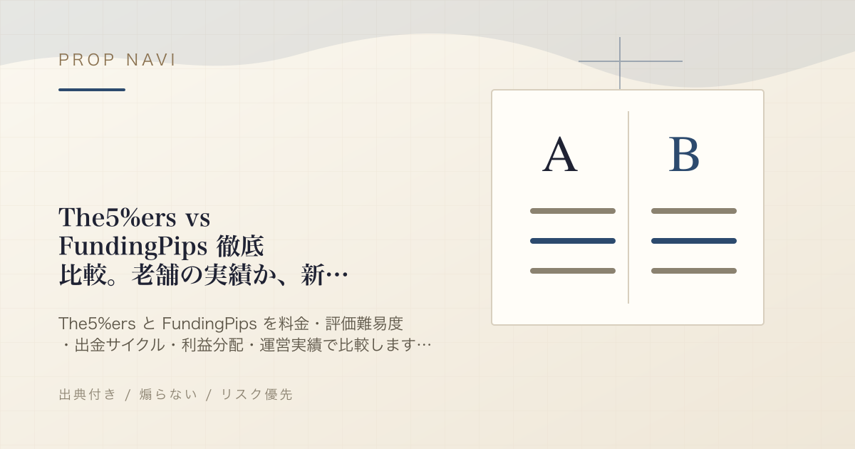 The5%ers vs FundingPips 徹底比較。老舗の実績か、新興の安さか