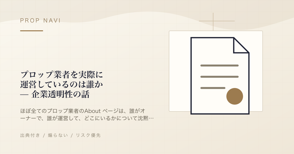 プロップ業者を実際に運営しているのは誰か — 企業透明性の話