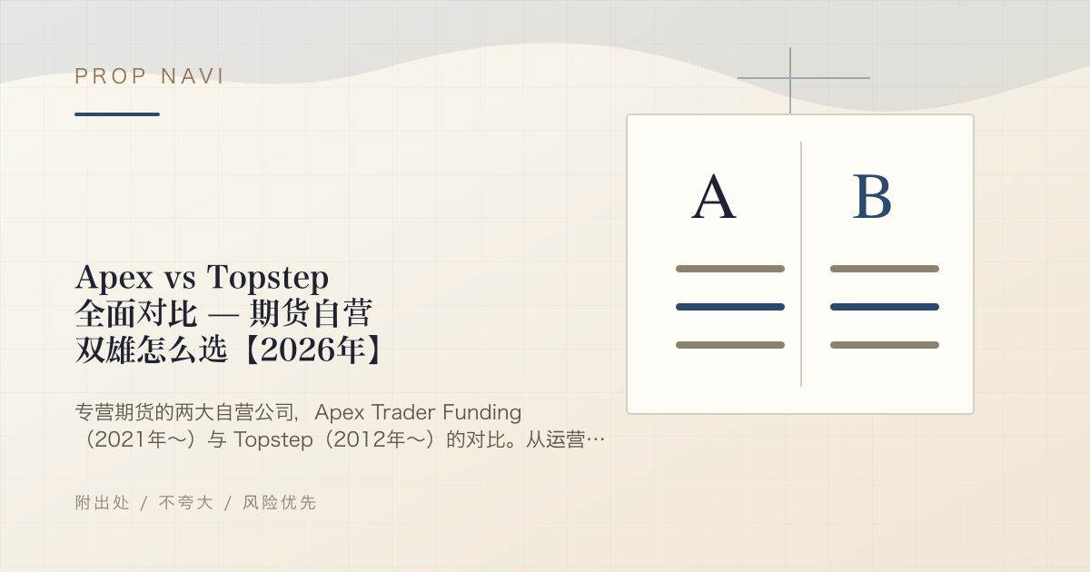 Apex vs Topstep 全面对比 — 期货自营双雄怎么选【2026年】
