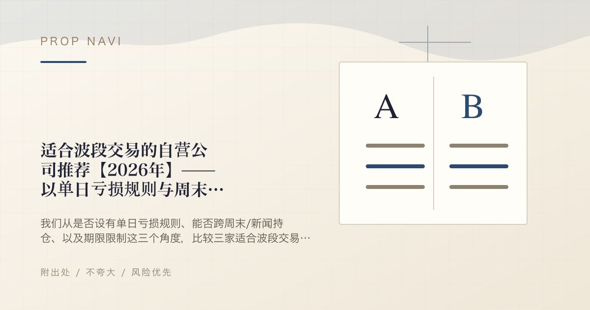 适合波段交易的自营公司推荐【2026年】——以单日亏损规则与周末持仓来选择