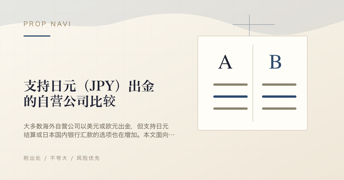 支持日元（JPY）出金的自营公司比较