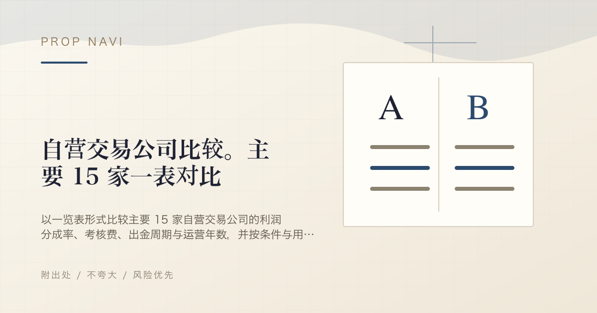 自营交易公司比较。主要 15 家一表对比