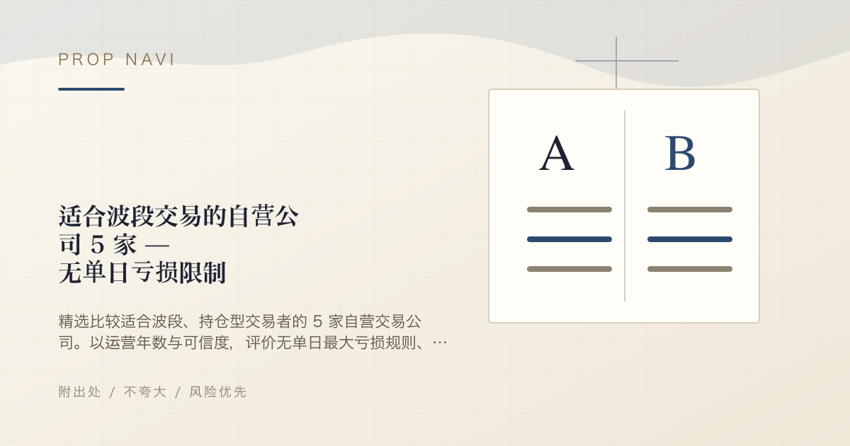 适合波段交易的自营公司 5 家 — 无单日亏损限制