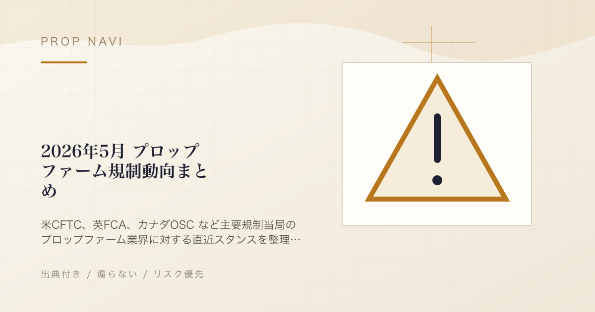 2026年5月 プロップファーム規制動向まとめ