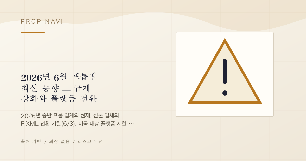 2026년 6월 프롭펌 최신 동향 — 규제 강화와 플랫폼 전환